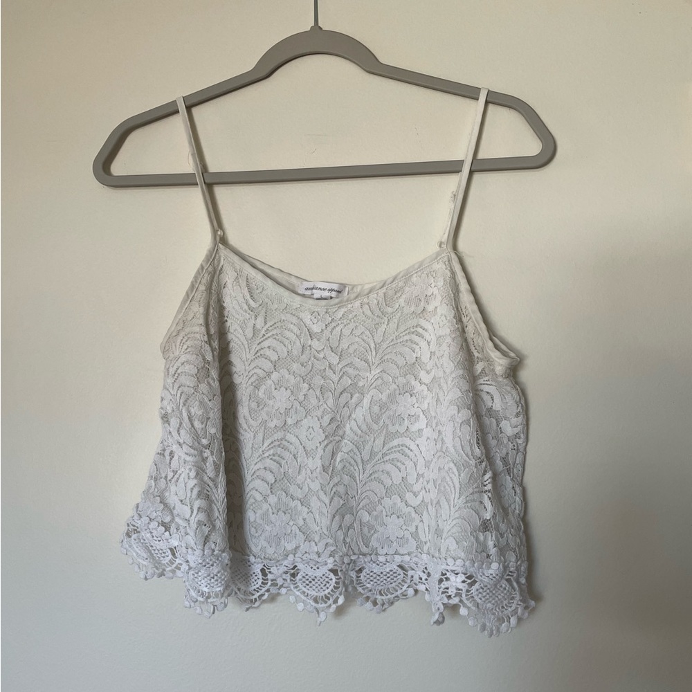 Lace off white crop top spaghetti strap large